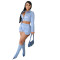 Solid color women's casual sports two-piece set