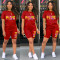 Fashion Large Casual Sports Crew Neck Print Two Piece Set