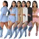 Solid color women's casual sports two-piece set