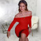 Sexy and fashionable solid color off shoulder dress