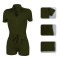 New summer fashion solid color jumpsuit with belt and multiple pockets