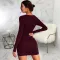 Sexy and fashionable solid color deep V-neck slightly wrinkled dress