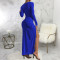 Sexy and fashionable solid color large U-neck dress