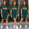 Fashion Large Casual Sports Crew Neck Print Two Piece Set