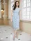 Fashion round neck sleeveless Pencil skirt