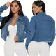 Fashion patchwork denim short jacket