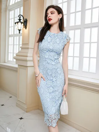Fashion round neck sleeveless Pencil skirt