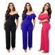 Fashionable V-neck ruffled edge sexy waistband jumpsuit