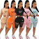 Casual Burnt Flower Sexy Sports Two Piece Set