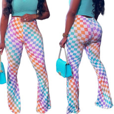 Colorful printed slimming micro flared pants