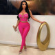 Sexy Hot Diamond Strap High Waist Tight Pants Two Piece Set