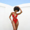 Sexy beach solid color suspender One-piece swimsuit