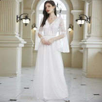 Sexy Long Sleeve Lace Mesh Bridal Wedding Dress