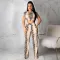 Fashion snake print short sleeved long pants cover