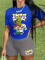 Fashion Large Print Casual Short Sleeve Two Piece Set