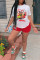 Fashion large size printed casual two-piece set