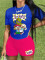 Fashion Large Print Casual Short Sleeve Two Piece Set