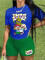 Fashion Large Print Casual Short Sleeve Two Piece Set