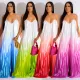 Fashionable Deep V Strap Open Back Wide Leg Jumpsuit