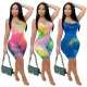 Fashion casual printed sleeveless suspender jumpsuit