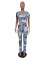 Fashion casual printed short sleeved pleated pants two-piece set