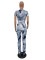Fashion casual printed short sleeved pleated pants two-piece set