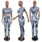 Fashion casual printed short sleeved pleated pants two-piece set