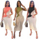 Fashionable and Sexy Sleeveless Knitted Color Block Dress
