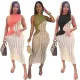 Fashionable and Sexy Sleeveless Knitted Color Block Dress