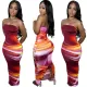 Summer Sexy Off Shoulder Bra Positioned Print Split Dress