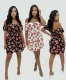 Fashionable and Sexy Printed Dress with Waist Strap