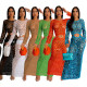 Hand-knitted casual cut-out sequin beach skirt