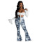 Hot selling sexy plaid printed suspender wide leg pants