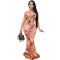 Fashionable casual printed strap off back dress