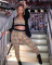 Fashion Plaid Print Set Sexy Tank Top Pants Two Piece Set