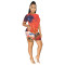 Tie dyed short sleeved T-shirt shorts two-piece set