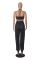 New Fashion Sexy Wrapped Chest Hollow Open Back Lace up PU jumpsuit