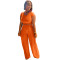 Fashion casual loose solid color high bounce pit strip two-piece set