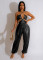 New Fashion Sexy Wrapped Chest Hollow Open Back Lace up PU jumpsuit