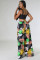 Fashion casual pattern printed wide leg pants (with pockets)