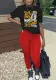 Fashion Large Print Casual Two Piece Set