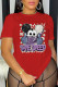 Fashion printed large round neck loose fitting T-shirt