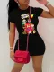 Fashion oversized printed tight fitting dress