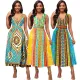 Sexy and fashionable digital printed sleeveless V-neck dress