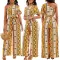 Sexy and fashionable digital printed one shoulder diagonal collar jumpsuit