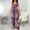 Sexy and fashionable digital printed sleeveless V-neck jumpsuit