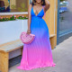 Sexy Large Deep V-Neck Pleated Strap Wrapped Chest Dress