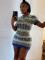 Fashionable Knitted Short Sleeve Color Matching Slim Fit Wrap Hip Dress
