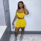 Fashion pineapple cloth suspender shorts set