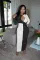 Color blocking thread hollow sexy long dress